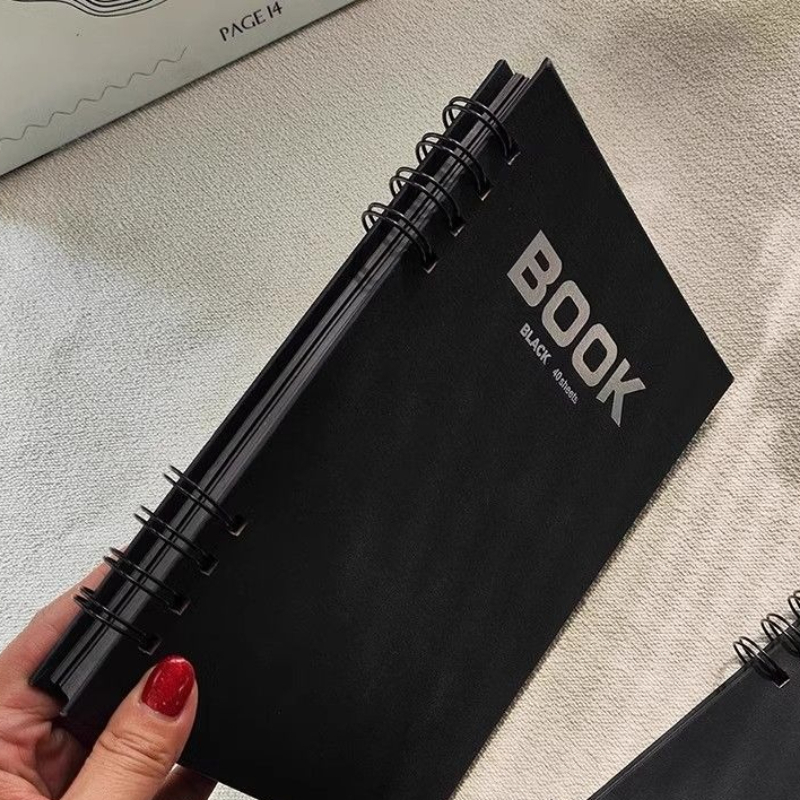 Art Sketchbook Ring - A4 사이즈 검은색 카드 스케치북, 이중
