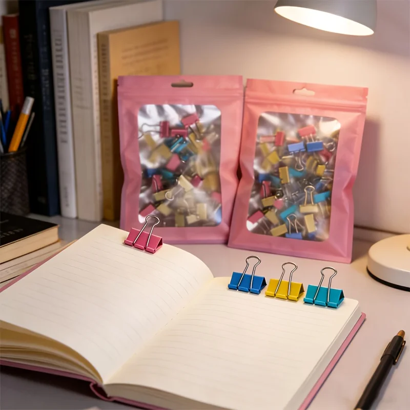 Binder Clip Assorted - 50개입, 다양한 색상의 긴 꼬리형 스테인리스